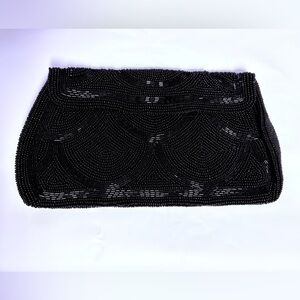 Elegant vintage hand beaded Black Clutch